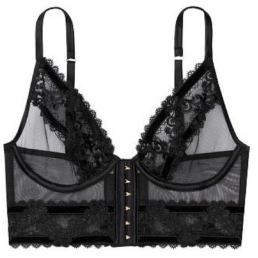 Victoria's Secret Lace & Velvet Sheer Bralette (XL)